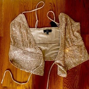 Sparkly lulus tan tie top